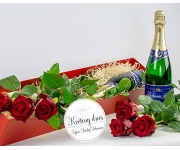 Valentýn - krabice růží a sekt